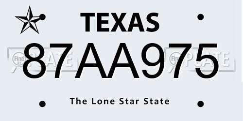 87AA975 Texas License Plate