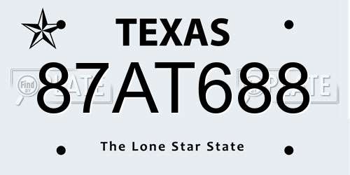 87AT688 Texas License Plate