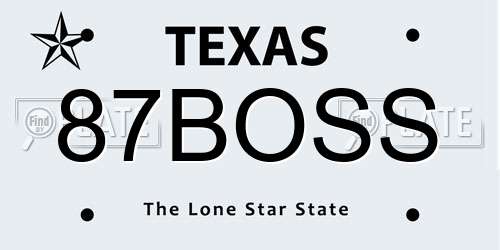 87BOSS Texas License Plate
