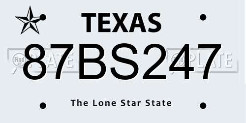87BS247 Texas License Plate