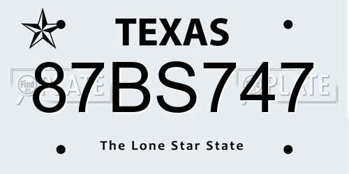 87BS747 Texas License Plate