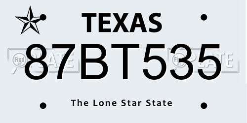 87BT535 Texas License Plate