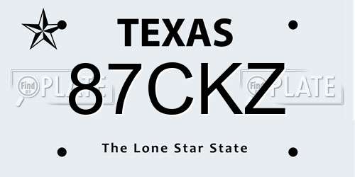 87CKZ Texas License Plate