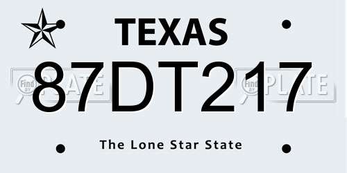 87DT217 Texas License Plate