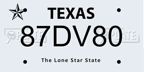 87DV80 Texas License Plate