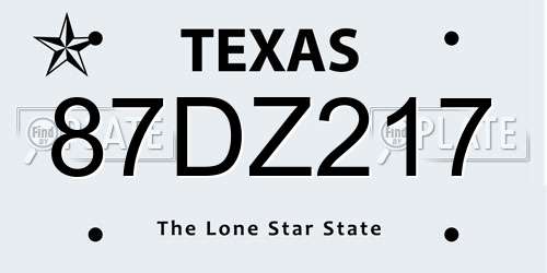 87DZ217 Texas License Plate