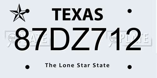 87DZ712 Texas License Plate