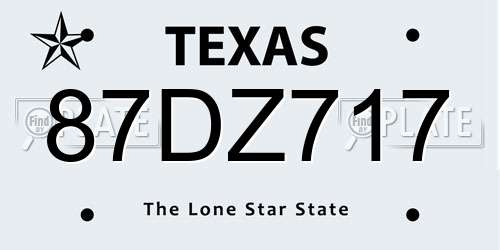 87DZ717 Texas License Plate