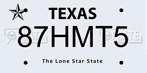87HMT5 Texas License Plate