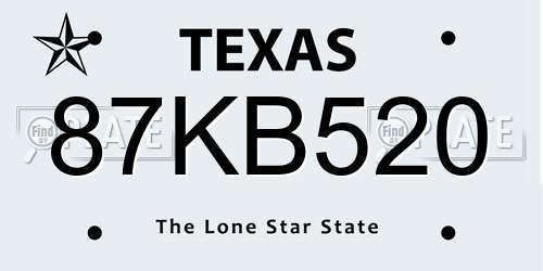 87KB520 Texas License Plate