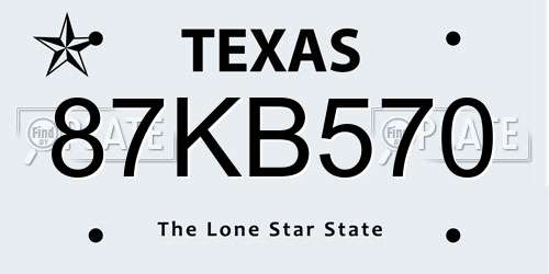 87KB570 Texas License Plate