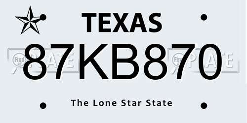 87KB870 Texas License Plate