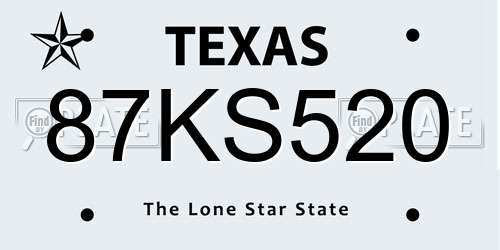 87KS520 Texas License Plate