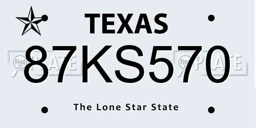 87KS570 Texas License Plate