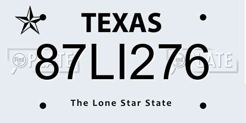 87LI276 Texas License Plate