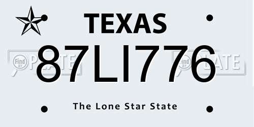 87LI776 Texas License Plate