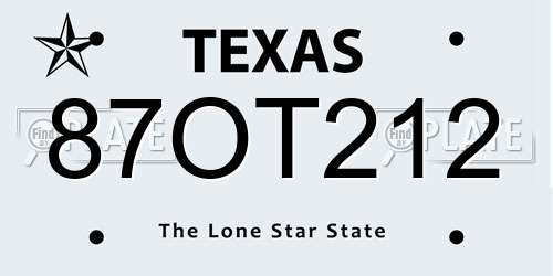 87OT212 Texas License Plate