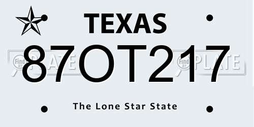 87OT217 Texas License Plate