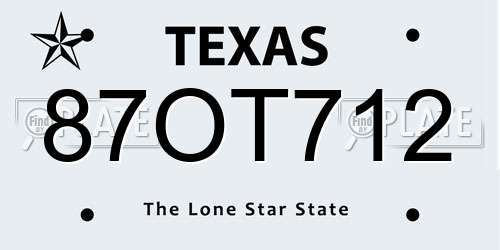 87OT712 Texas License Plate