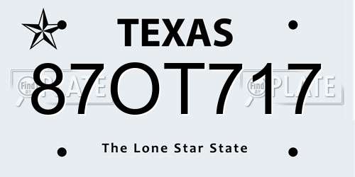 87OT717 Texas License Plate