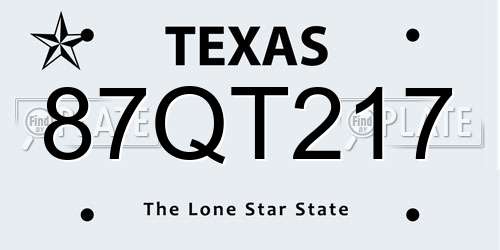 87QT217 Texas License Plate