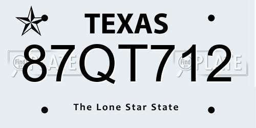 87QT712 Texas License Plate