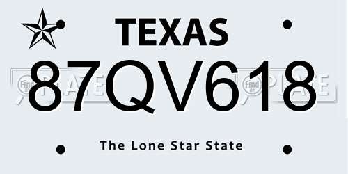 87QV618 Texas License Plate