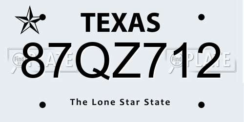87QZ712 Texas License Plate