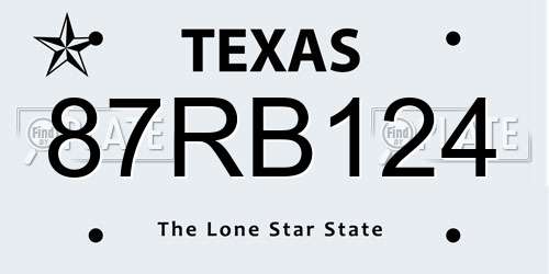 87RB124 Texas License Plate