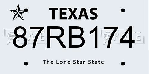 87RB174 Texas License Plate