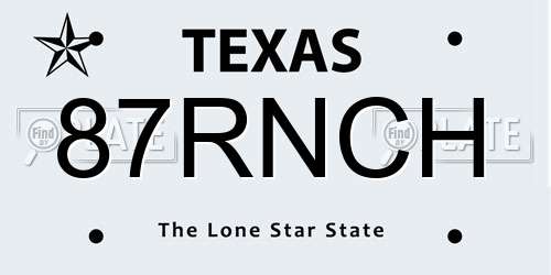 87RNCH Texas License Plate