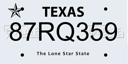 87RQ359 Texas License Plate