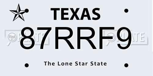 87RRF9 Texas License Plate