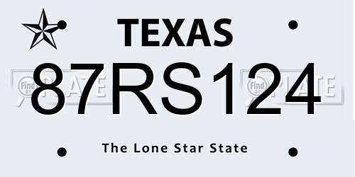 87RS124 Texas License Plate