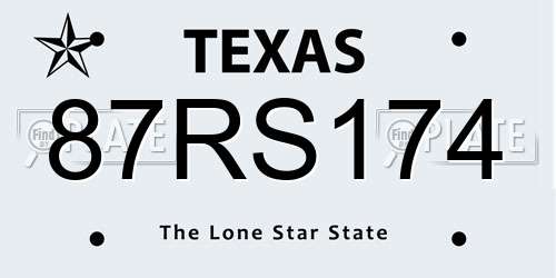 87RS174 Texas License Plate