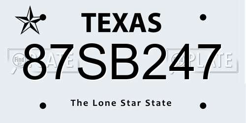 87SB247 Texas License Plate