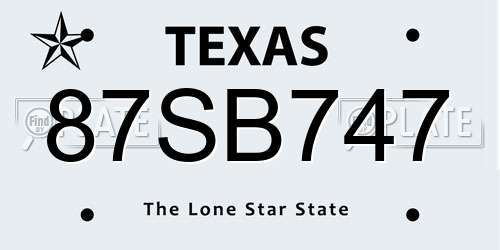 87SB747 Texas License Plate