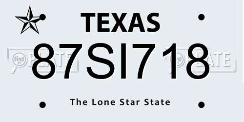 87SI718 Texas License Plate