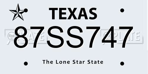 87SS747 Texas License Plate