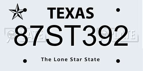 87ST392 Texas License Plate