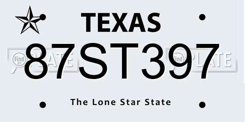 87ST397 Texas License Plate