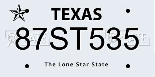 87ST535 Texas License Plate