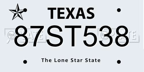 87ST538 Texas License Plate