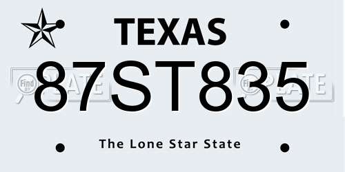 87ST835 Texas License Plate