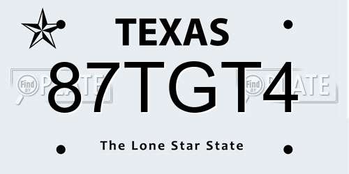 87TGT4 Texas License Plate