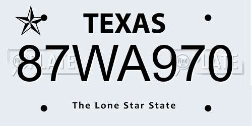 87WA970 Texas License Plate