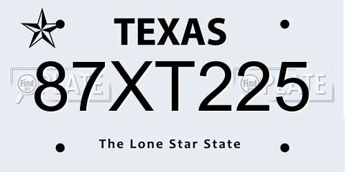87XT225 Texas License Plate
