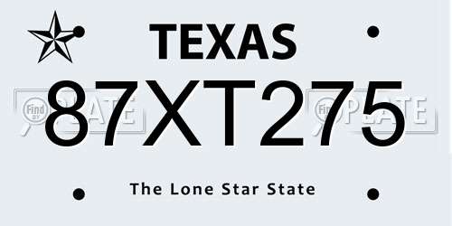 87XT275 Texas License Plate