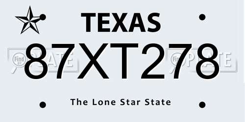 87XT278 Texas License Plate