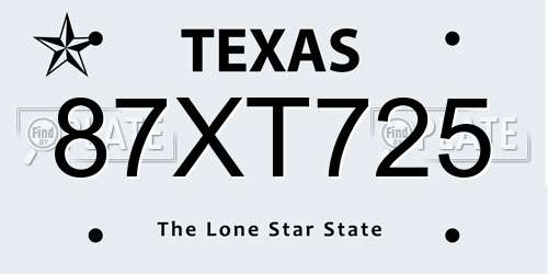 87XT725 Texas License Plate
